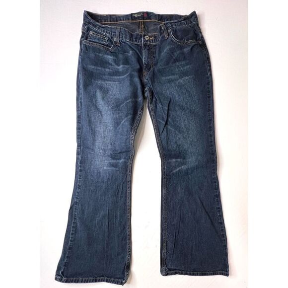 American‎ Eagle Bootcut Wide Leg Pocket Embroidered Details Blue Jean sz 12 - Picture 1 of 11